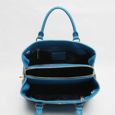 2014 Prada original grainy calfskin tote bag BN2329 blue - Click Image to Close